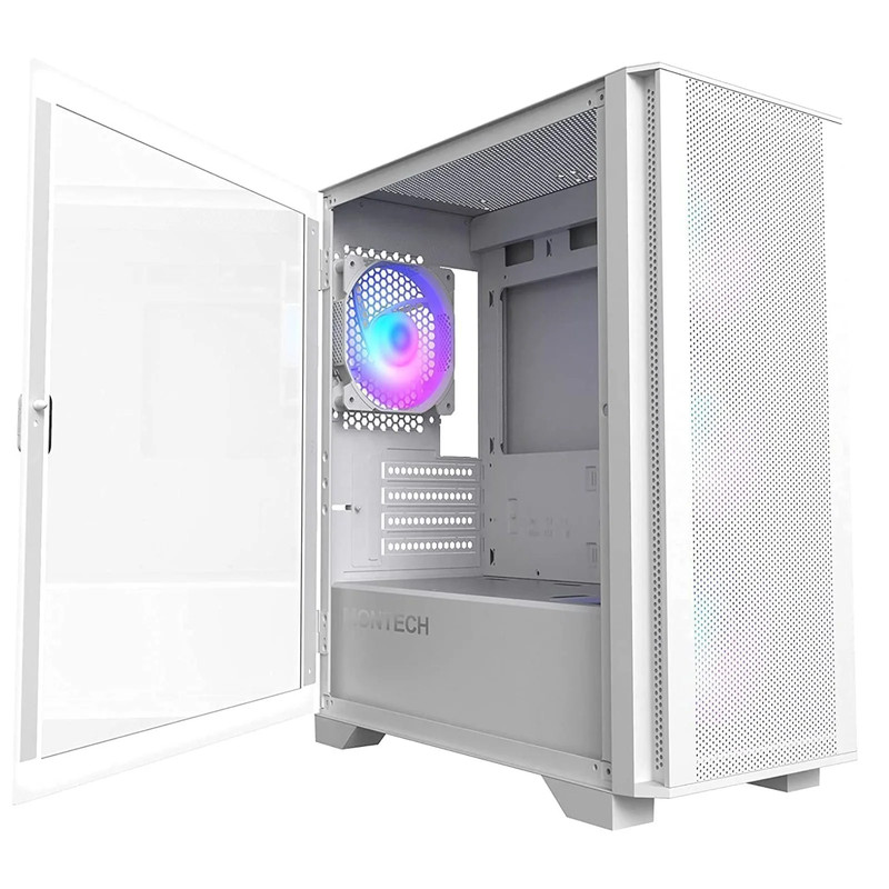 Montech Air 100 ARGB Tempered Glass MicroATX Mini Tower Case- White - صندوق